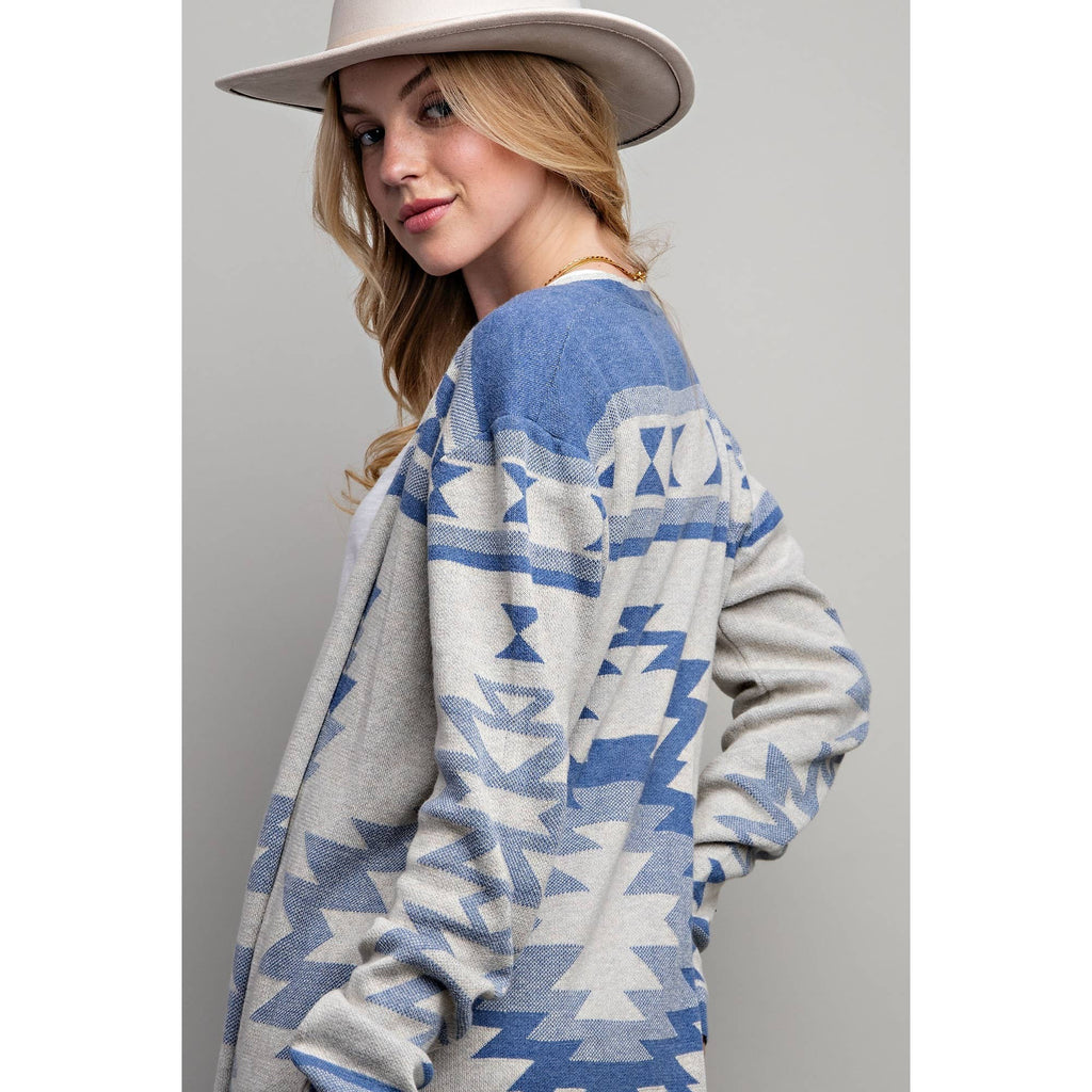 AZTEC PATTERN LONG CARDIGAN