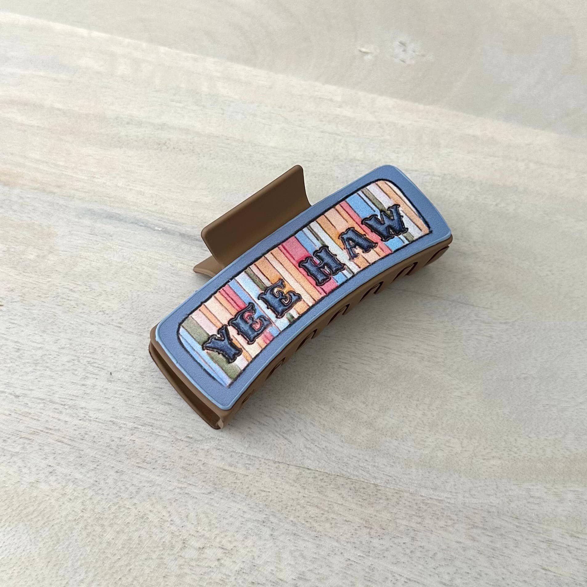 Western Hair Clip Leather Claw "Yee Haw"