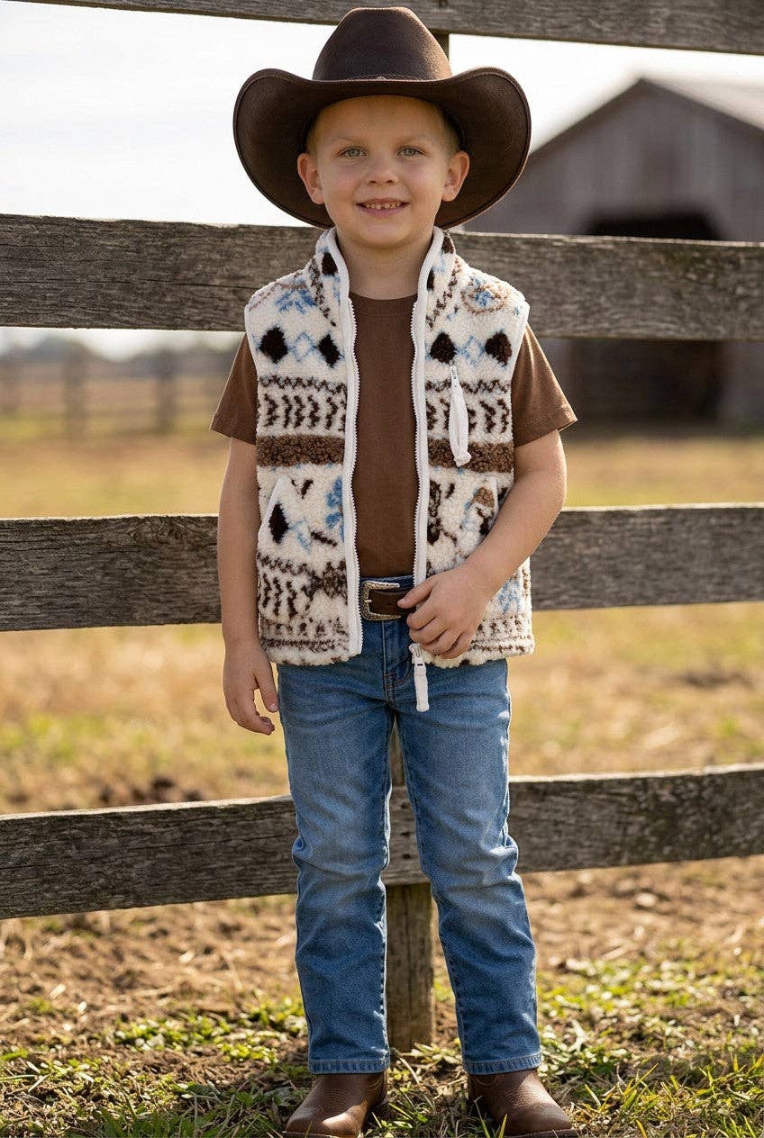 White multi-printed vest.