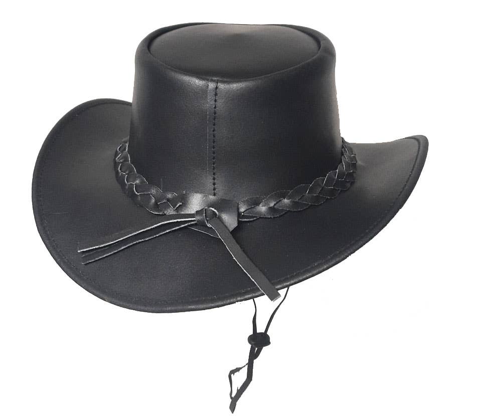 GENUINE LEATHER EAGLE EMBOSSED COWBOY HAT- BLACK