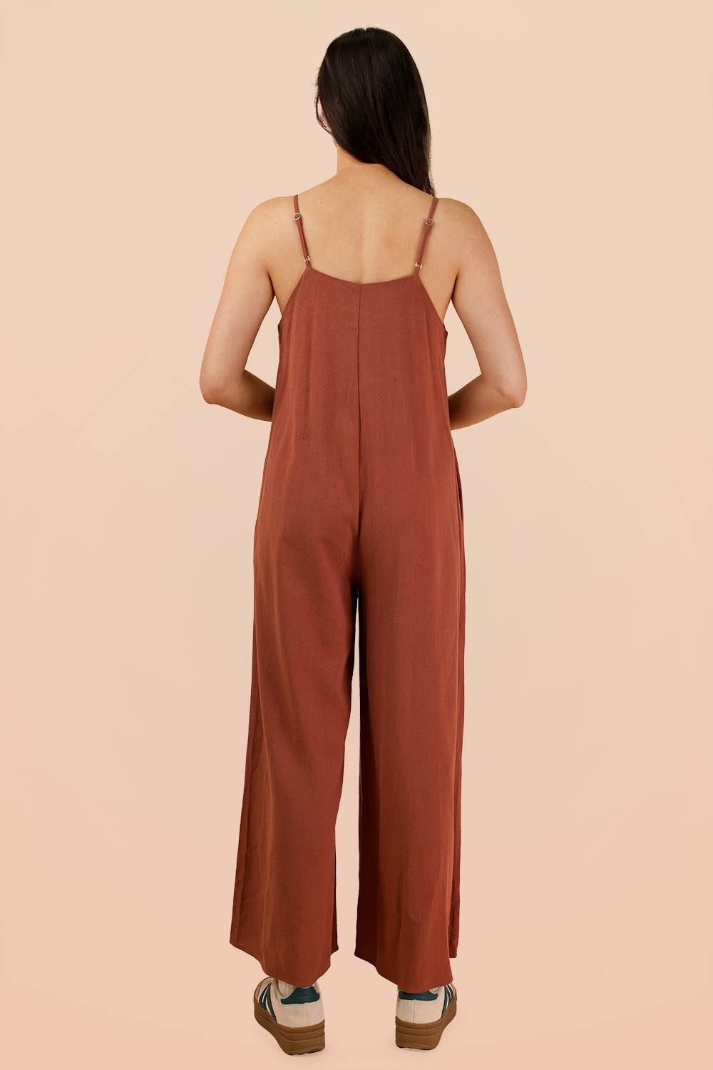 Pleated Solid Woven Sleeveless Jumpsuit