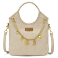 Wrangler Charm Chain Hobo Tote Bag - Tan