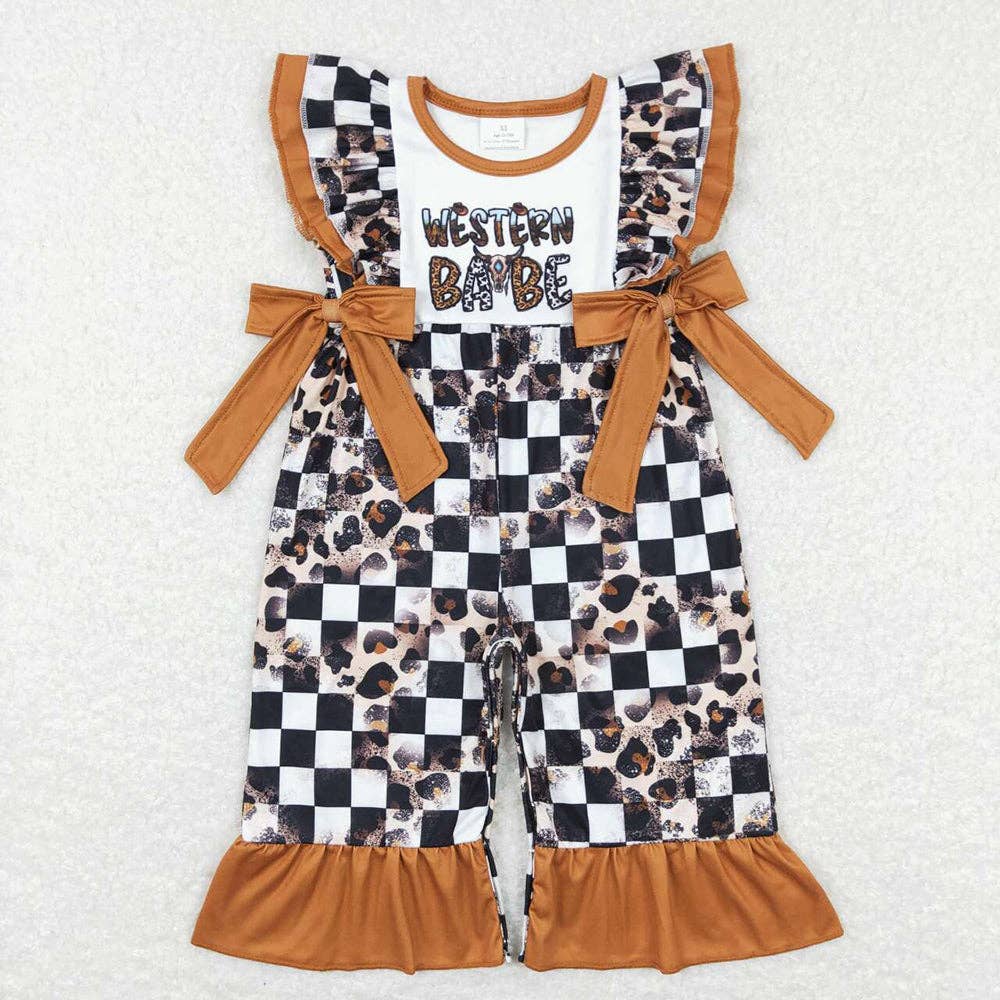 Western Babies Brown Baby Girls Bows Jumpsuits Rompers