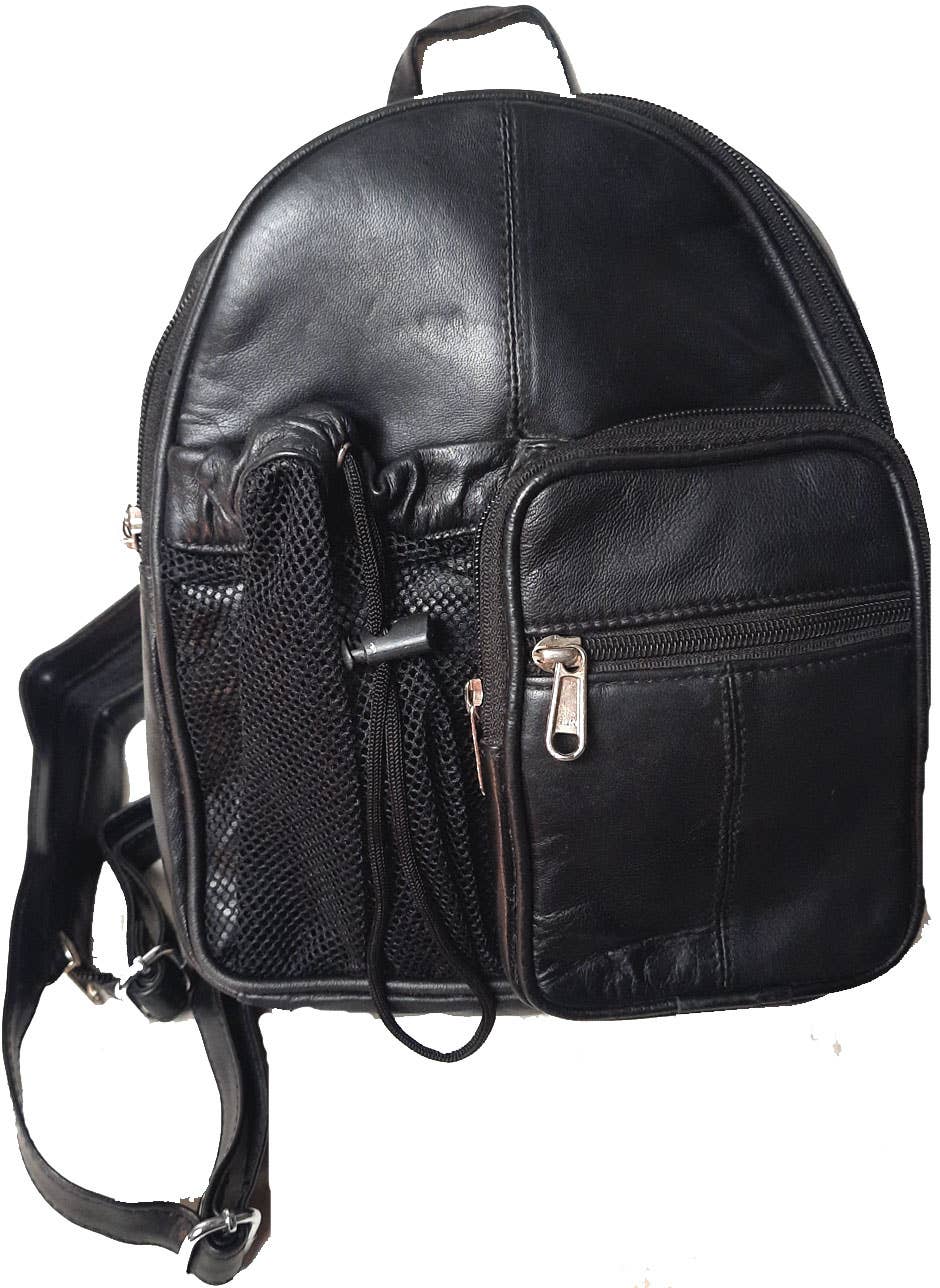 Genuine Leather Backpack Body Sling Bag Water Bottle #2004