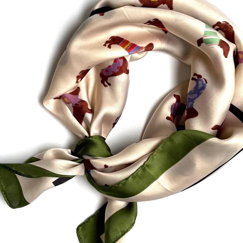 Scarf | Dachshund Print | Green
