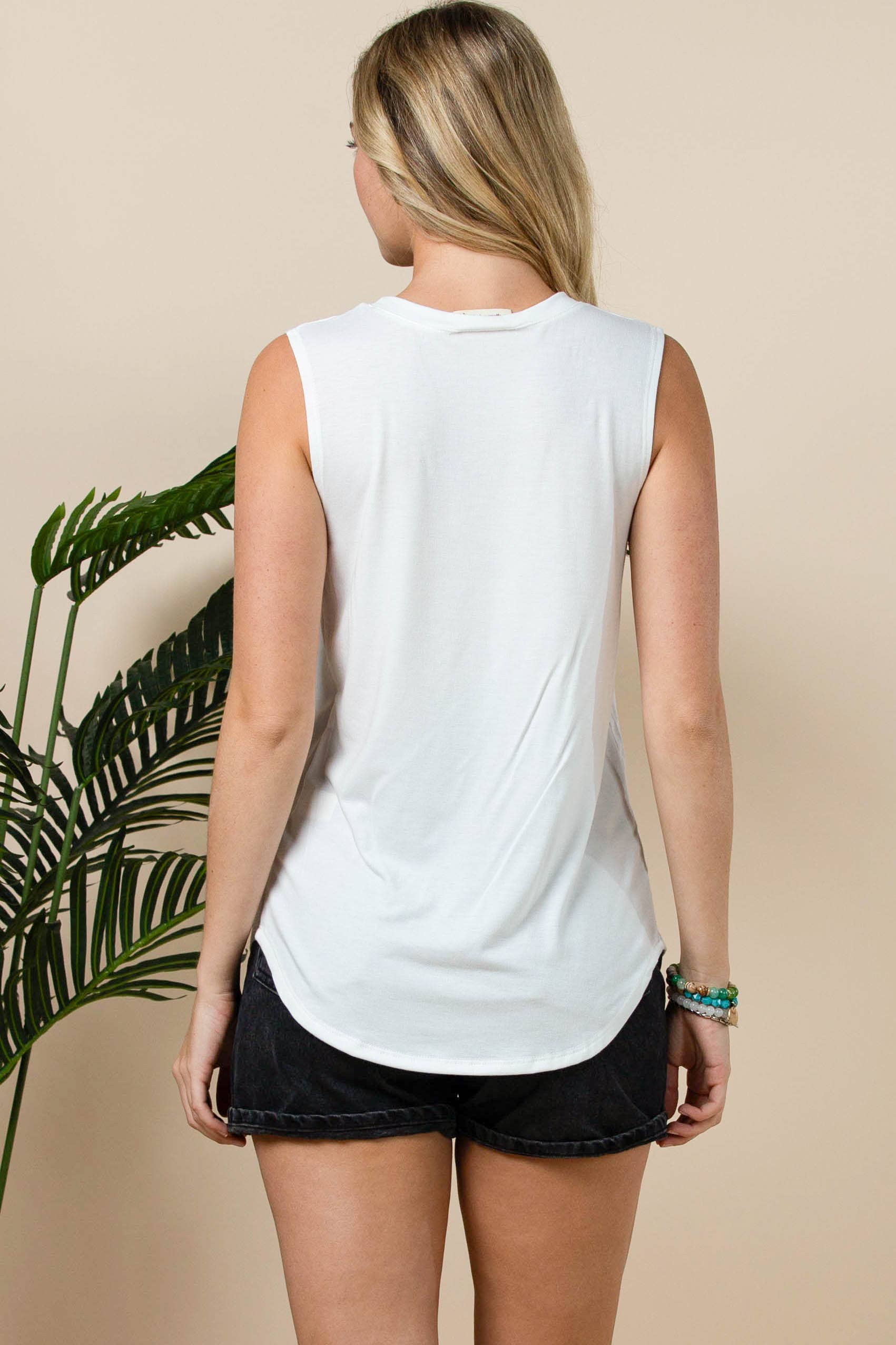 SADIE VINTAGE WESTERN COWGIRL GRAPHIC SLEEVELESS TOP