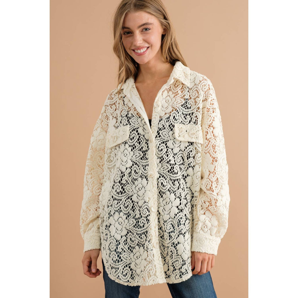 LACE  BUTTON DOWN SHACKET