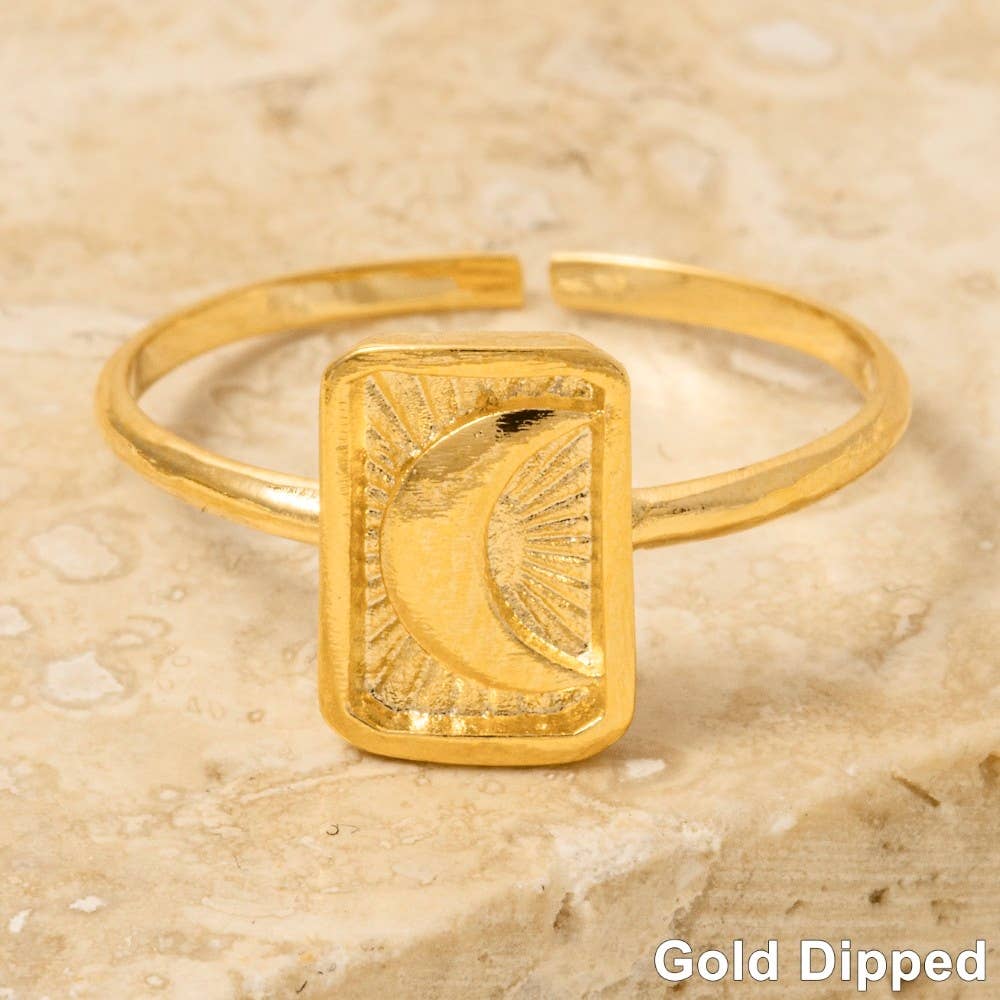 Rectangle Moon Adjustable Ring