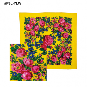 Large Metallic Floral Scarf yellow