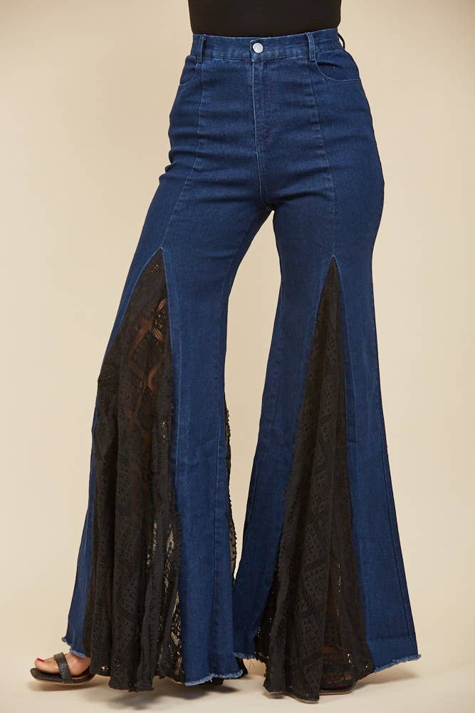 LACE DETAIL WIDE LEG JEANS 2481PIB DK DENIM RESTOCK