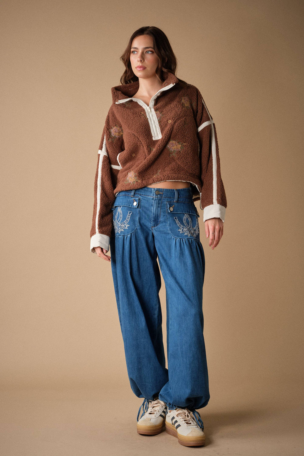 Horseshoe Embroidered Harem Pants