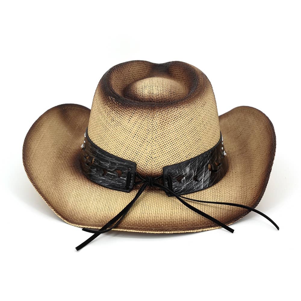 Silver Concho Turquoise Band Straw Cowboy Hat