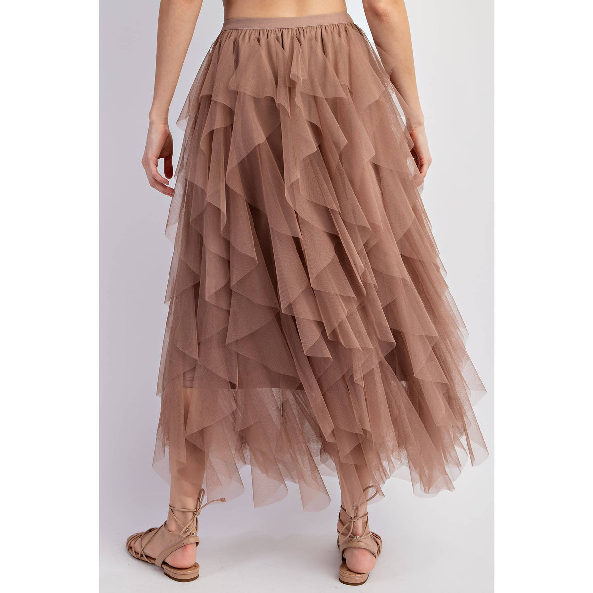 Cascading Tulle Mesh Layered Maxi Skirt - Retro Style
