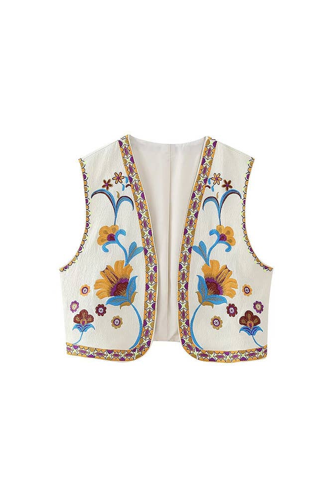 Trendy Summer Embroidered Vintage Vest