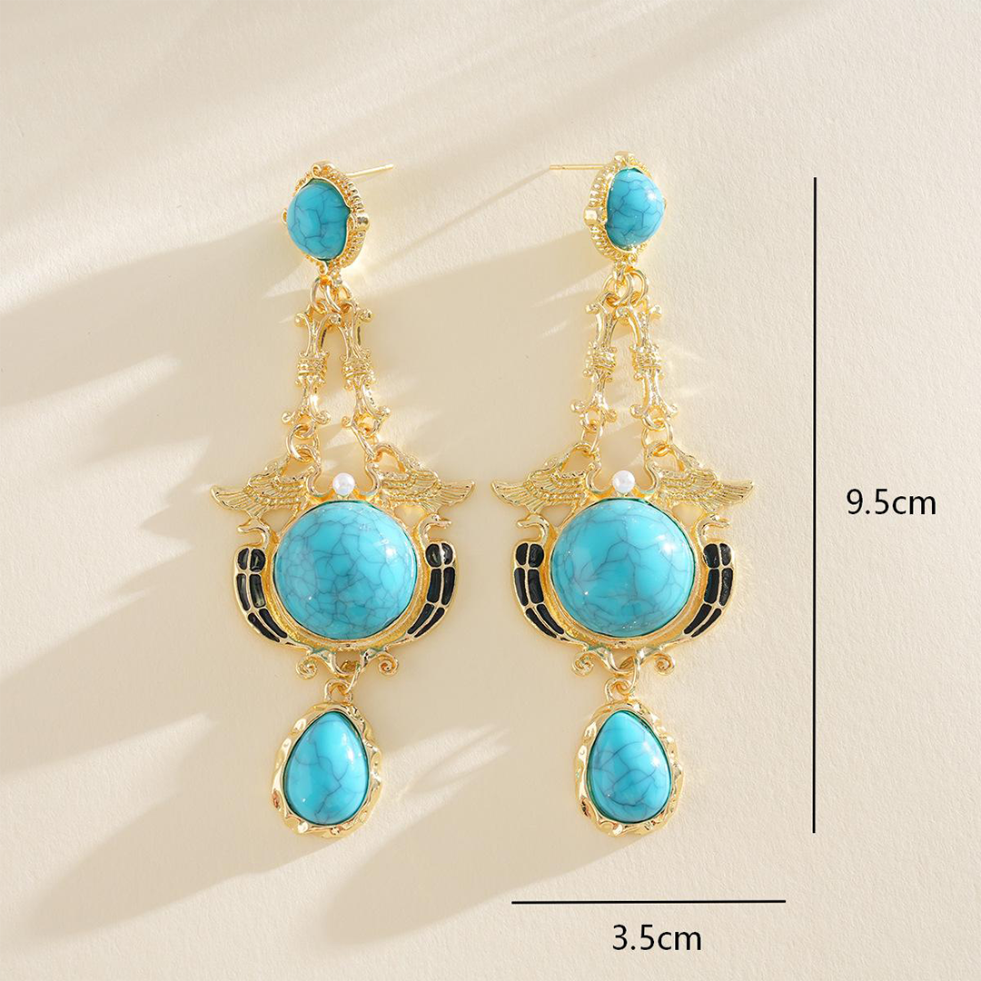 Pearl Round Teardrop Needle Court Style Earrings