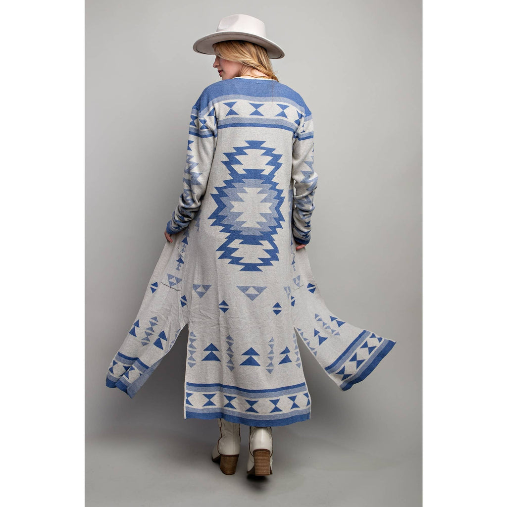 AZTEC PATTERN LONG CARDIGAN