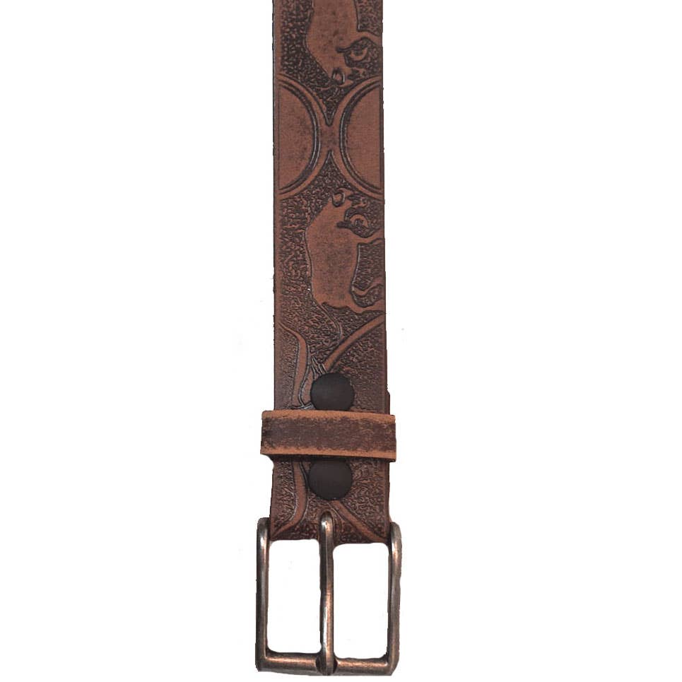 GENUINE LEATHER 40MM BULL HORN EMBOSSED BELT #1040