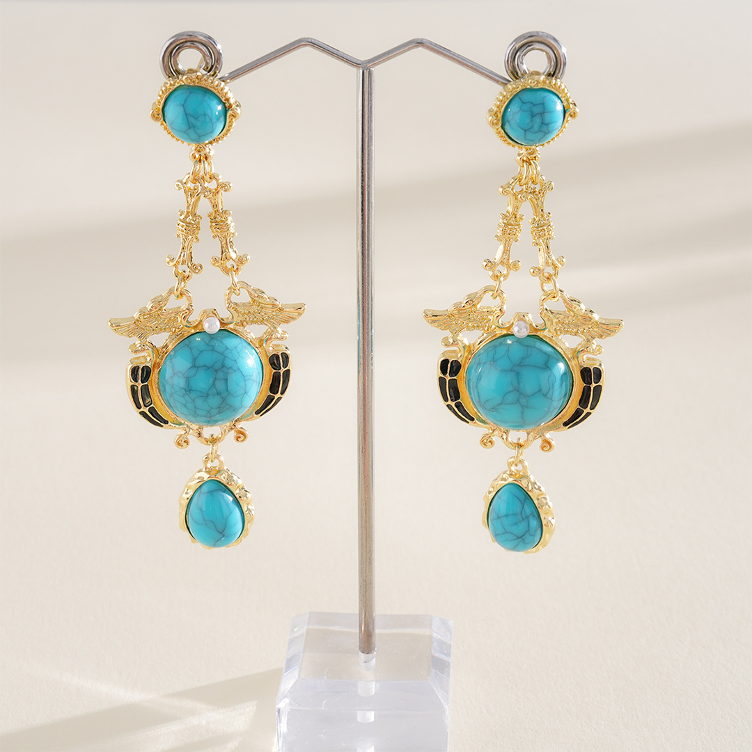 Pearl Round Teardrop Needle Court Style Earrings