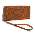 Wrangler Floral Tooled Wristlet RFID Wallet - Khaki