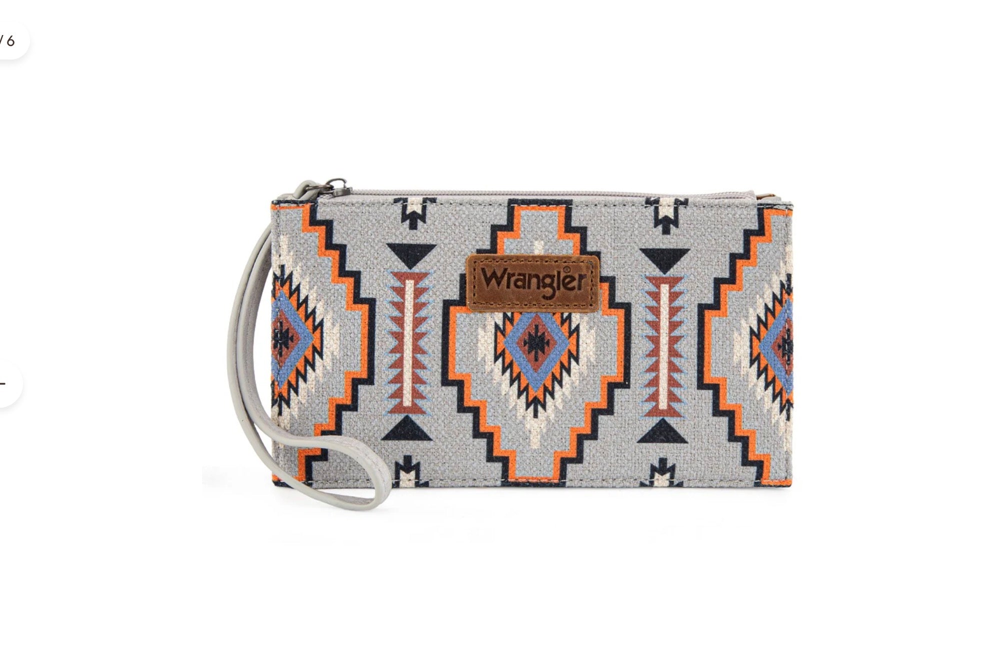 Wrangler Aztec Print Zip Around Wristlet Wallet - Grey