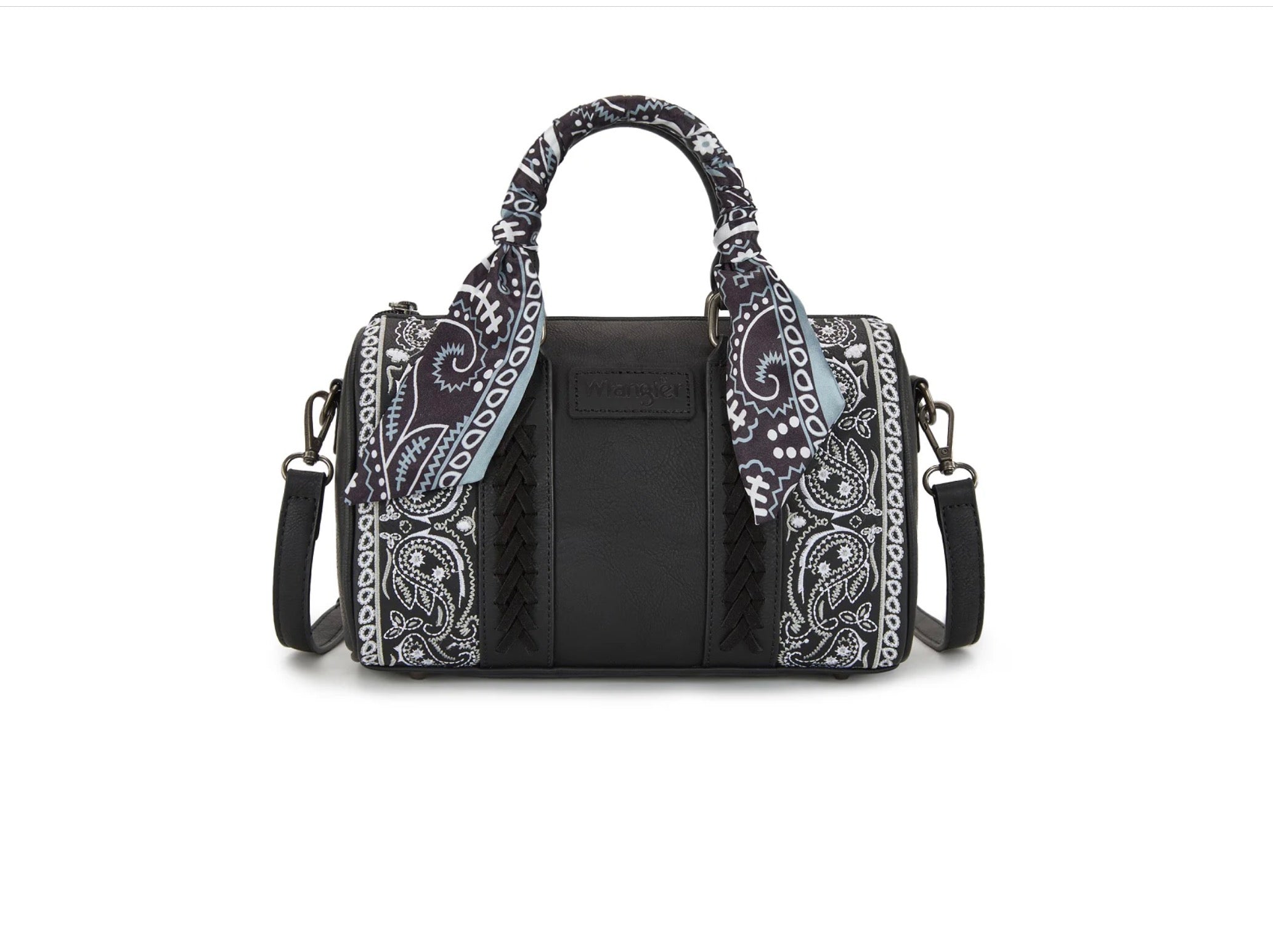 Wrangler Braided Paisley Bandana Boston Bag - Black