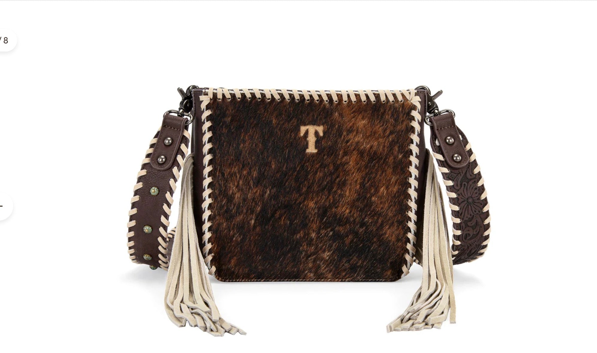Trinity Ranch Cowhide Fringe Crossbody Bag - Coffee