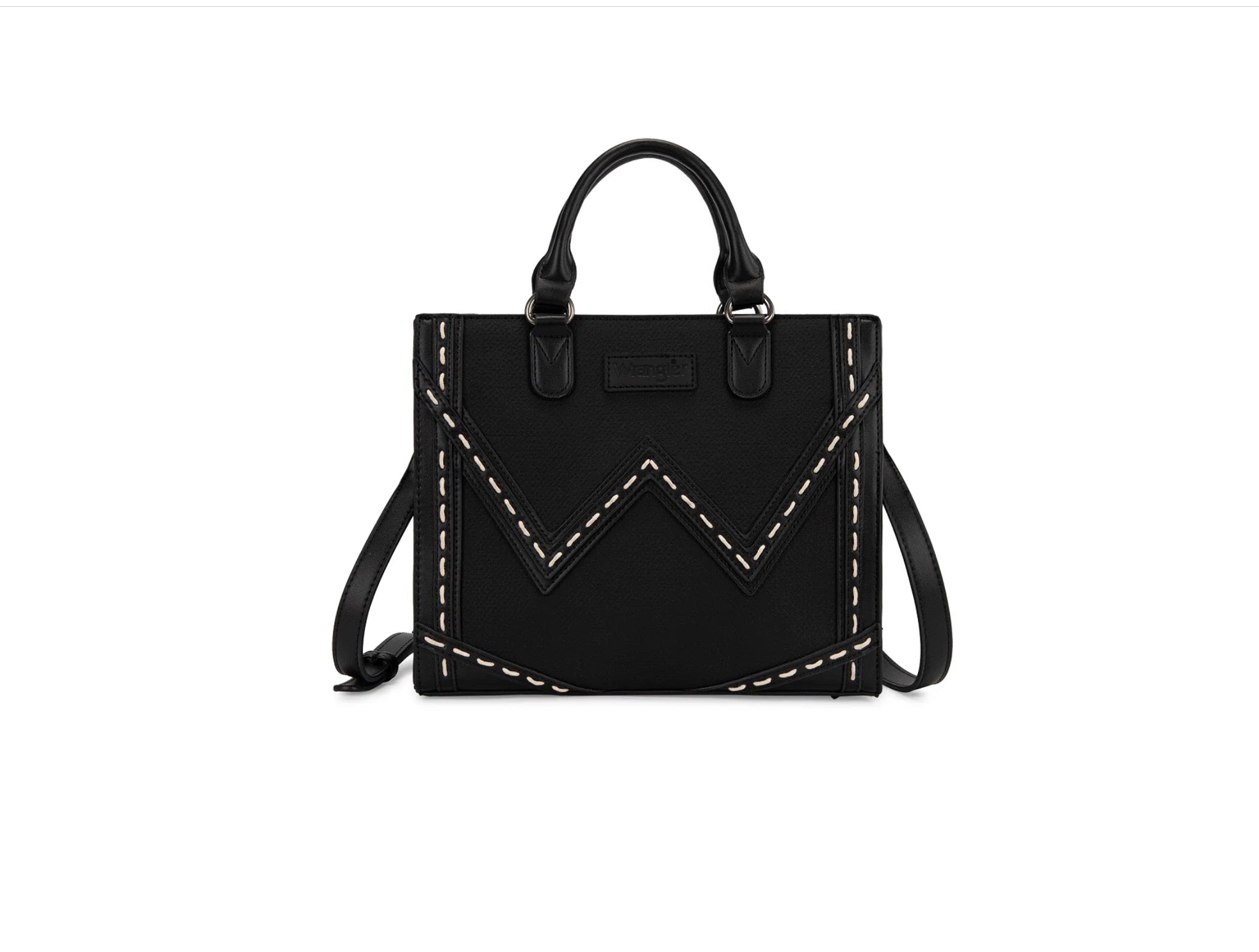 Wrangler Western Contrast Stitch Chevron Tote Bag - Black