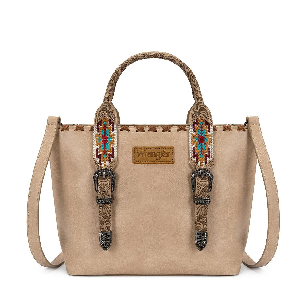 Wrangler Western Embroidery Tote Bag - Tan