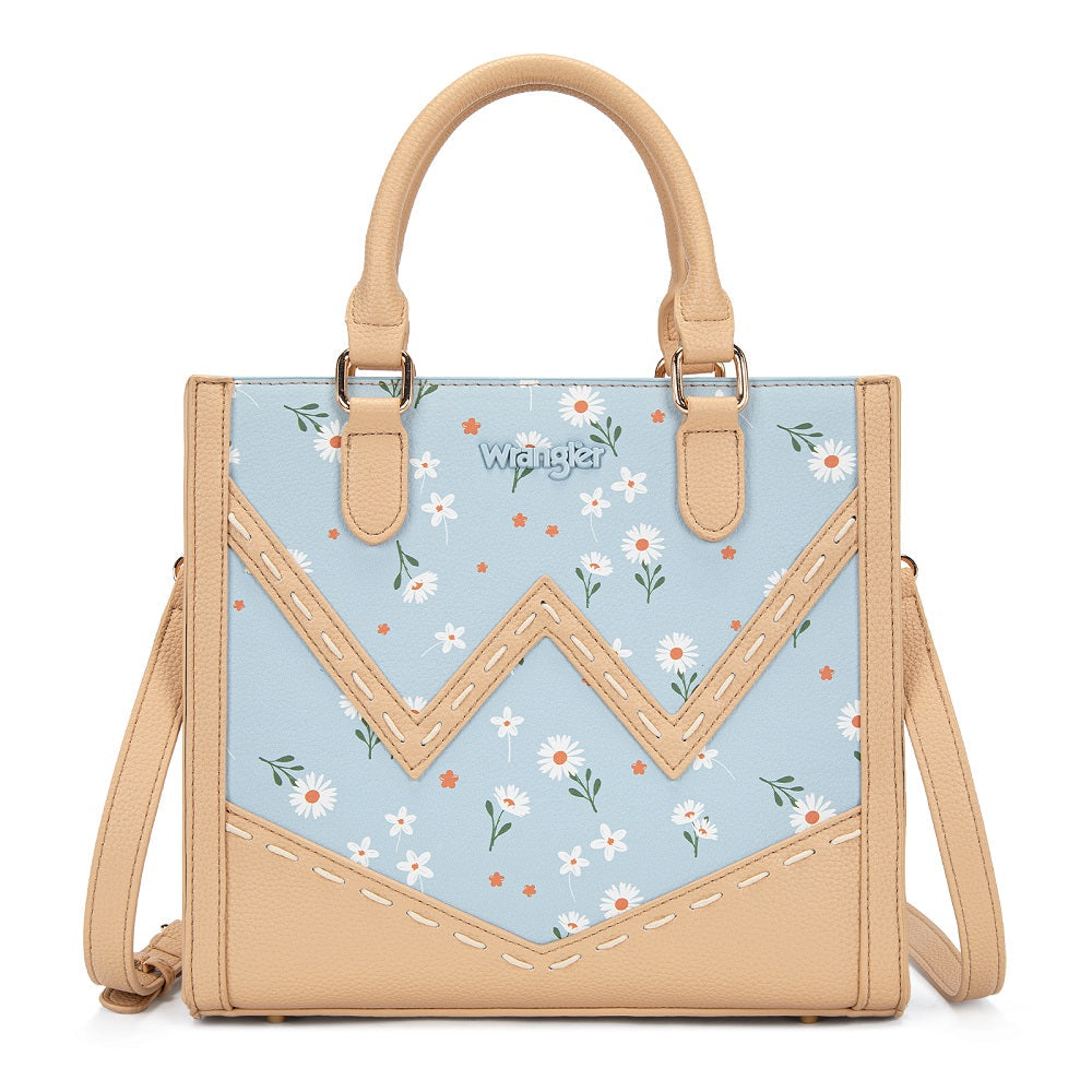 Wrangler Daisy Print Chevron Tote Crossbody Bag - Jean