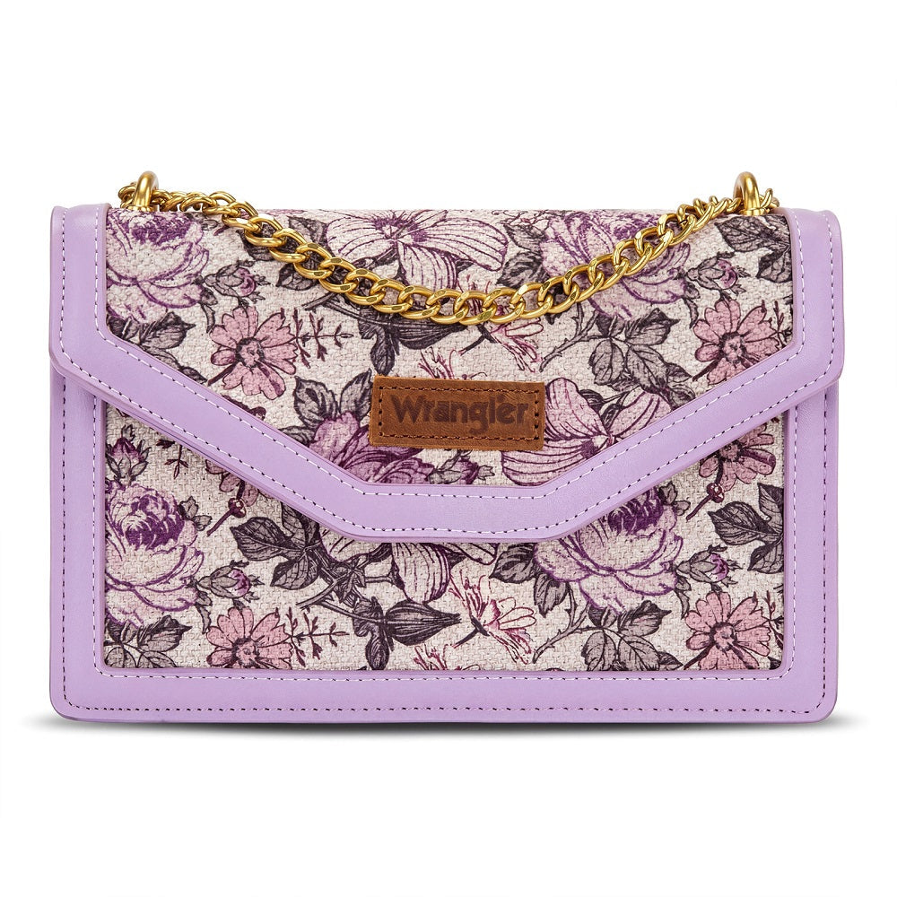 Wrangler Floral Print Chain Crossbody Bag - Light Purple