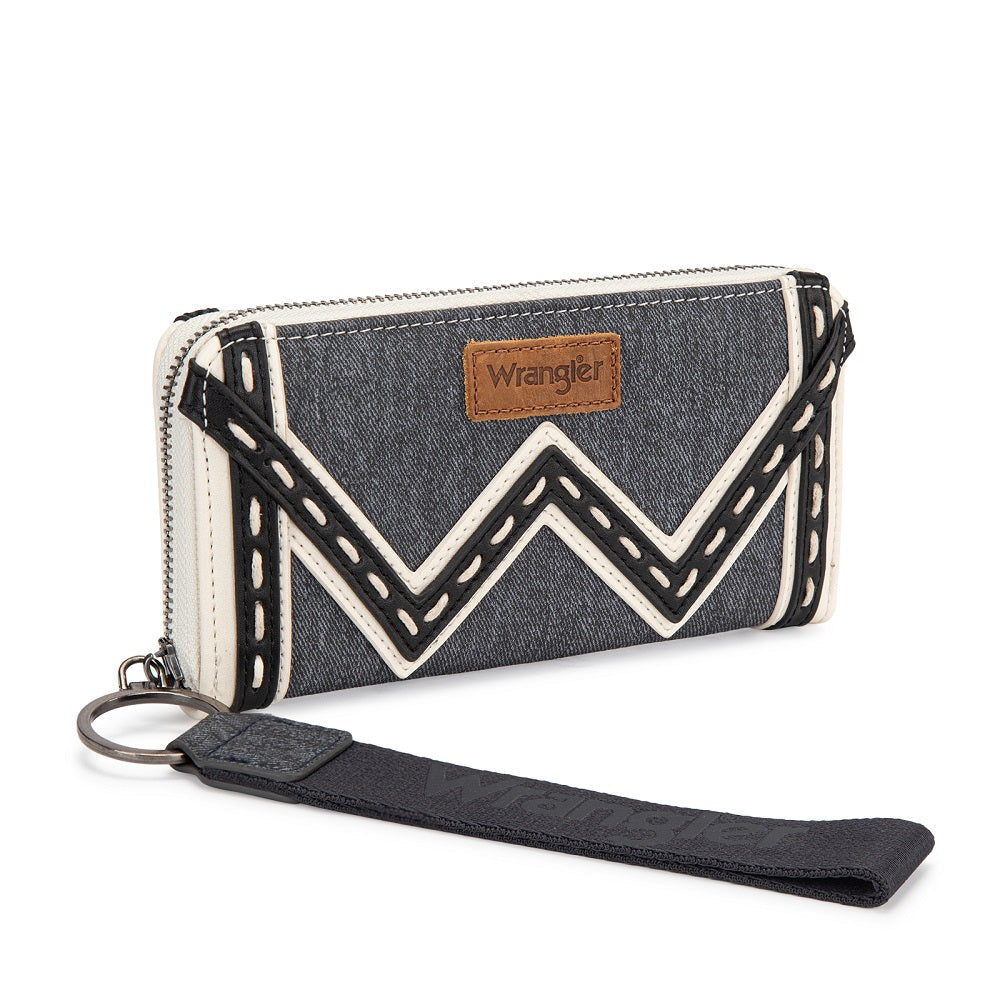 Wrangler Western Chevron Contrast Stitch RFID Wallet - Dark