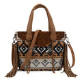 Montana West Tooled Aztec Tote/Crossbody- Tan