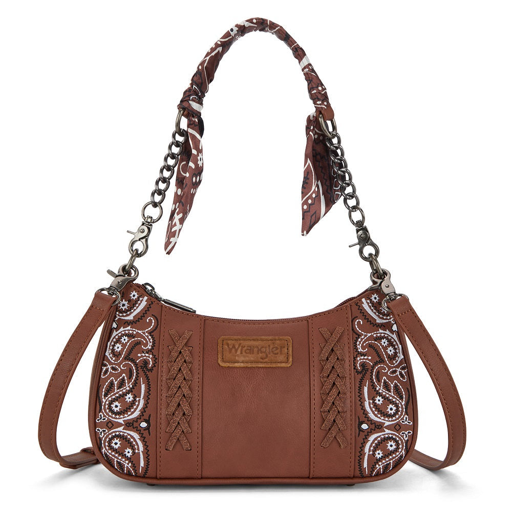 Wrangler Braided Paisley Bandana Shoulder Bag - Brown