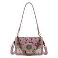 Trinity Ranch Cowhide Floral Cutout Crossbody Bag - Dark Pink