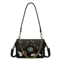 Trinity Ranch Cowhide Floral Cutout Crossbody Bag - Black