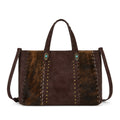 Trinity Ranch Genuine Cowhide Concealed Carry Tote Bag - Coffee