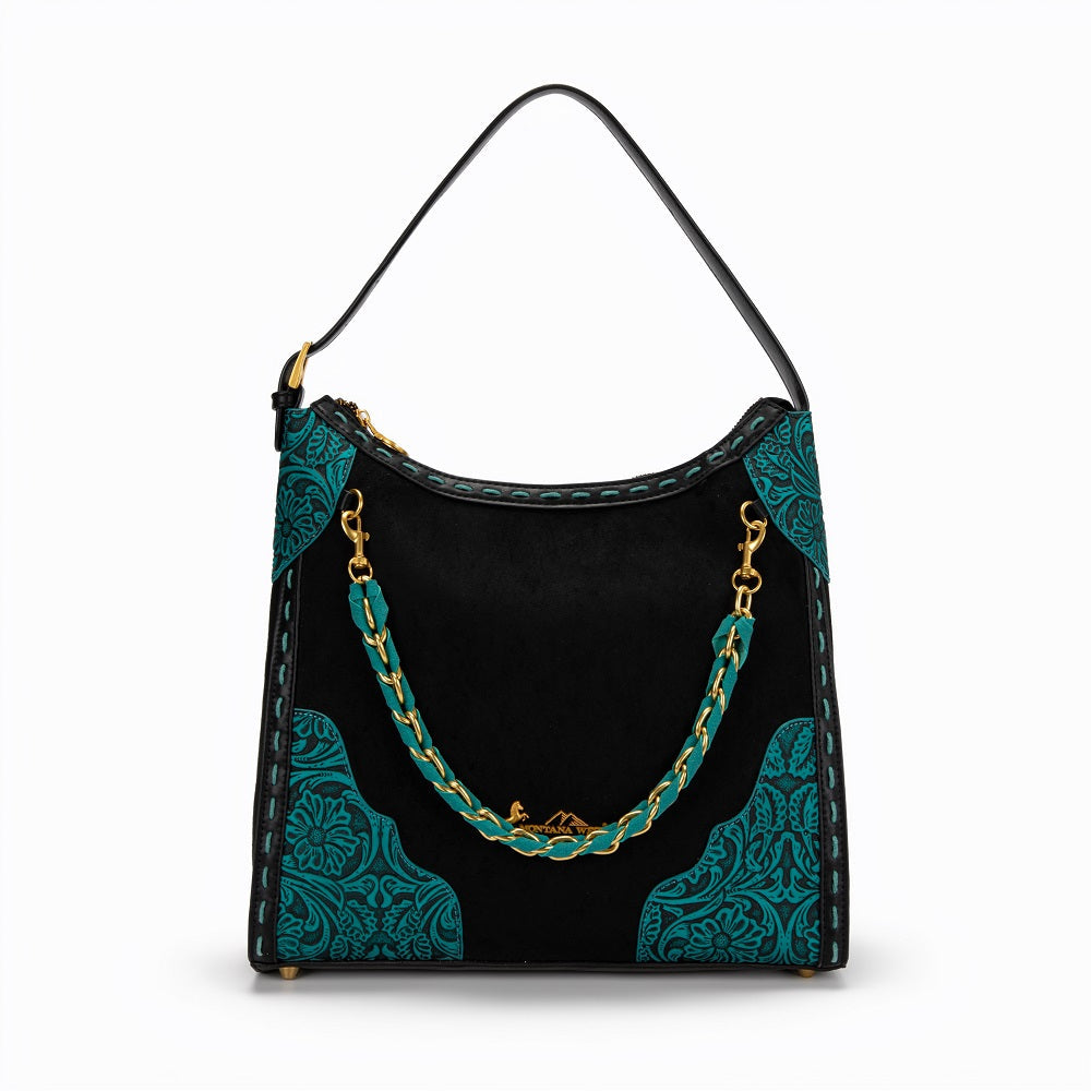 Montana West Tooled Hobo Bag - Black