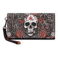 Montana West Skull Rose Wristlet Wallet - Black