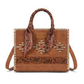 Wrangler Whipstitch Aztec Satchel/Crossbody with Scarf Handle - Brown