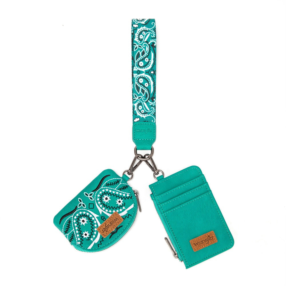 Wrangler Paisley Blocking Card Coin Pouch Set - Turquoise