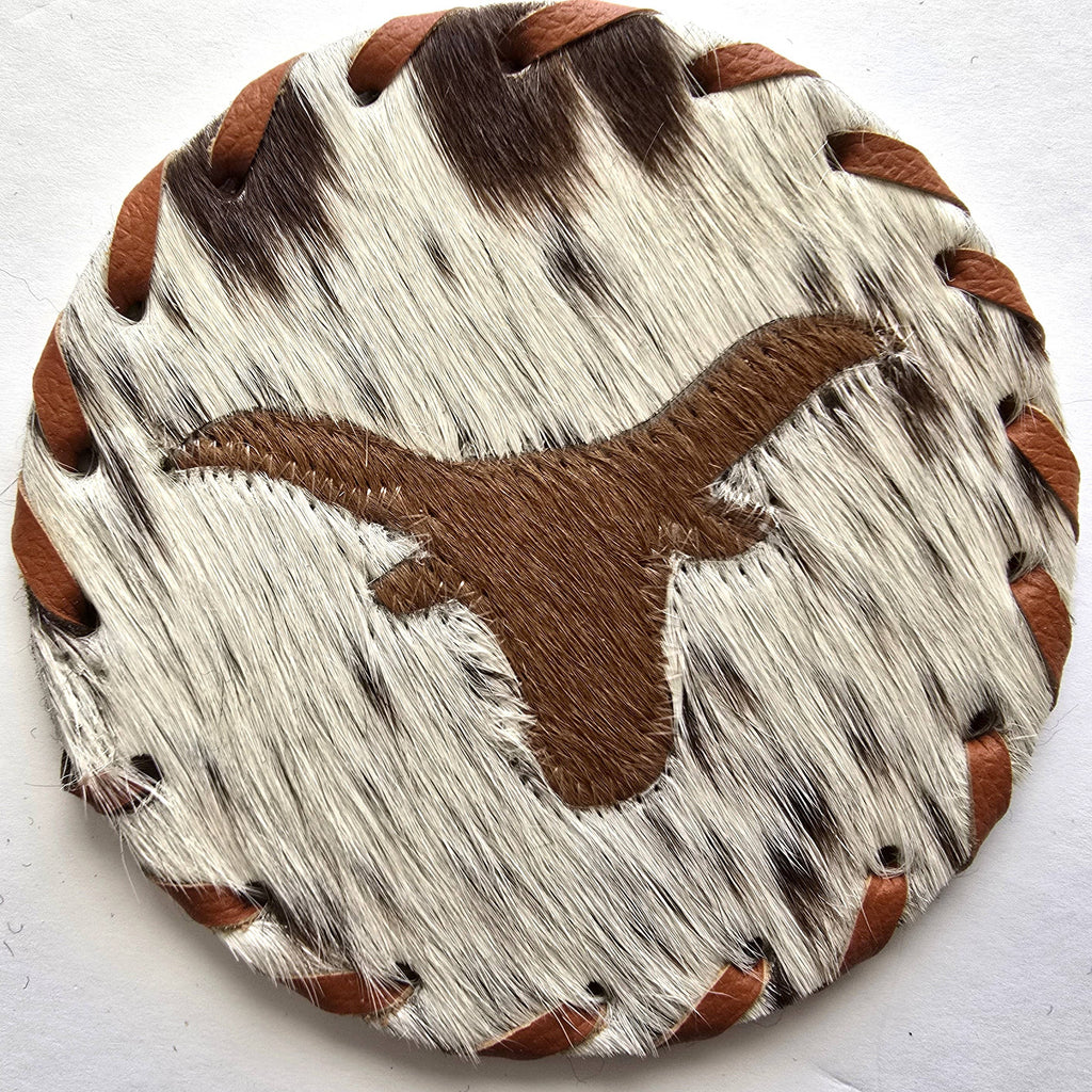 Large Cowhide Hair-on Coaster -  Bull Theme Western Decor