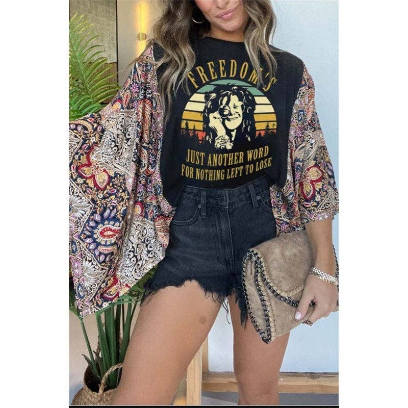 Round Neck Loose Print Top