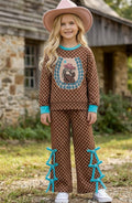 checkered girls 2 piece PJ set.