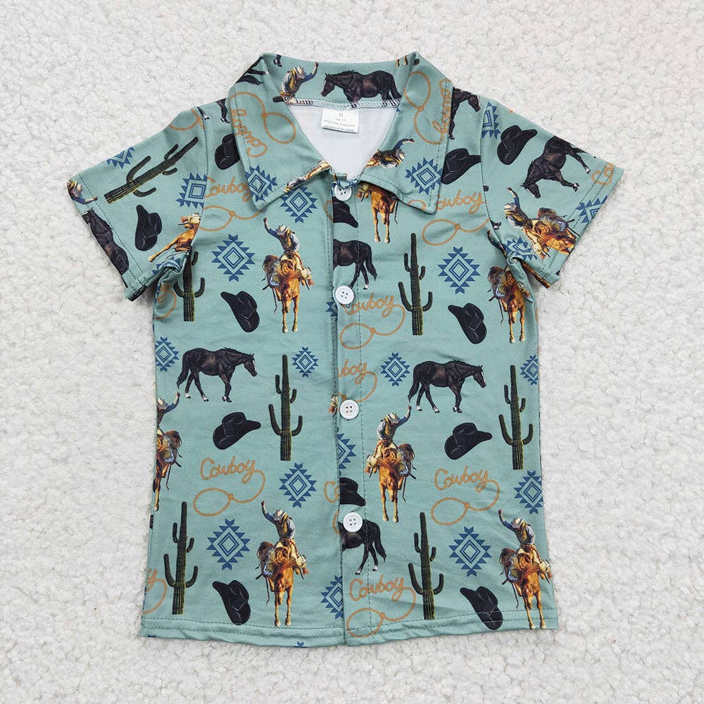 Baby Boys Western Summer Button Ups Short Sleeve Shirts Tops