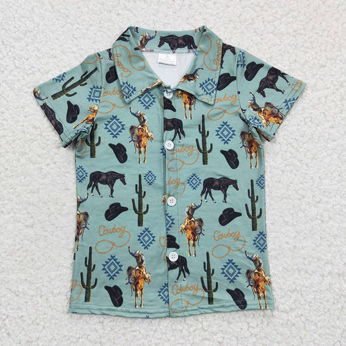 Baby Boys Western Summer Button Ups Short Sleeve Shirts Tops