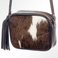 Cowhide Leather Crossbody Bag - Genuine Hair-On Hide with Tassel Accent
