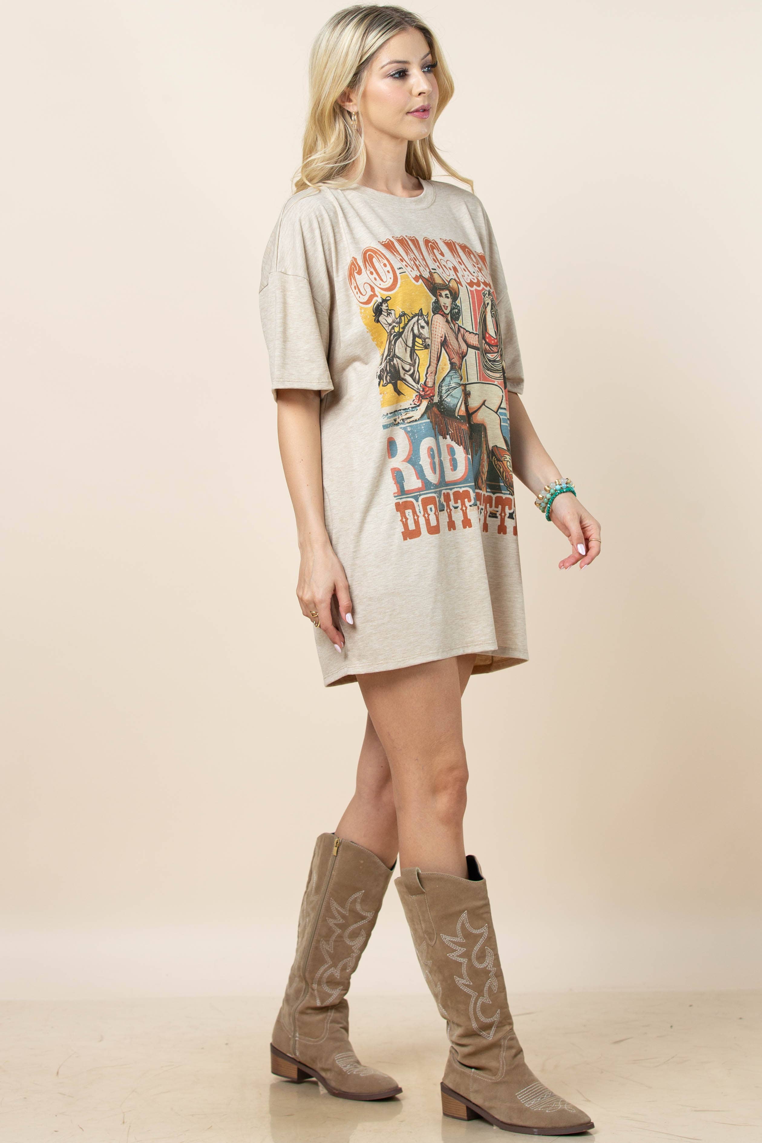CELINE VINTAGE WESTERN GRAPHIC T-SHIRT DRESS