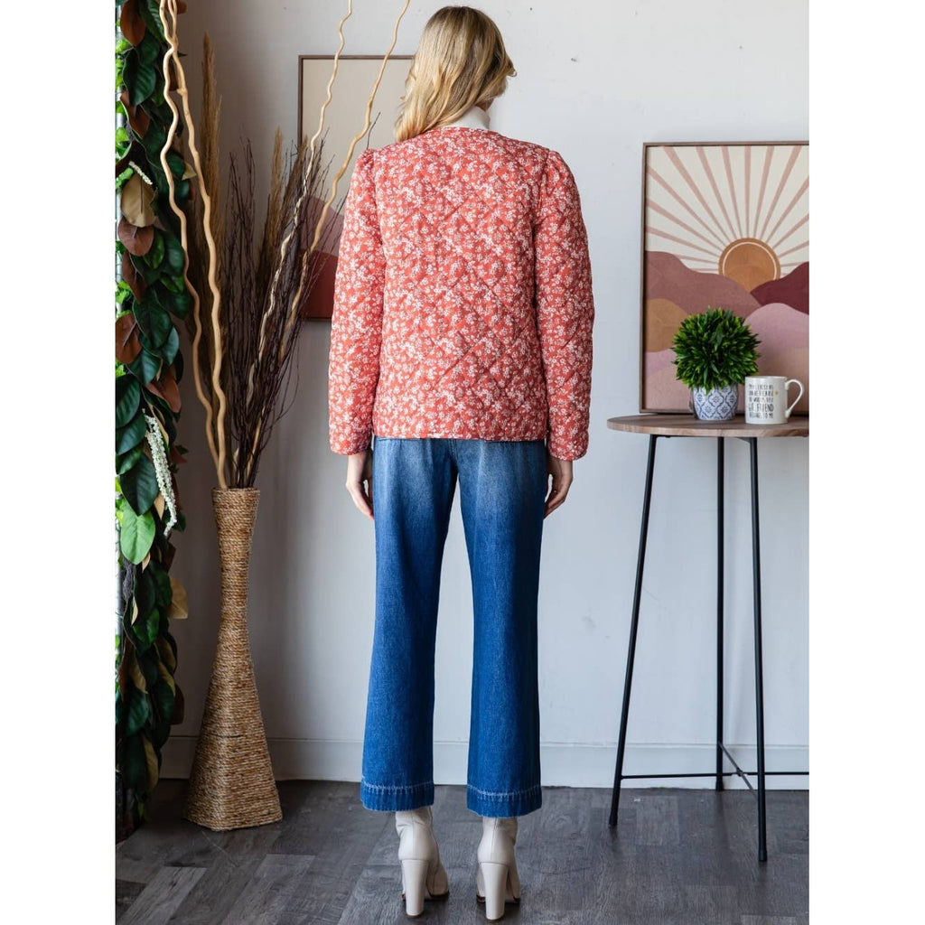 Floral Quilt Front Ribbon Jacket