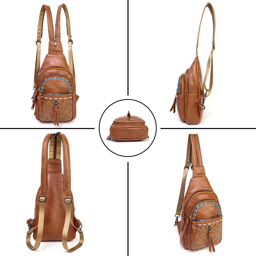Multi Pockets Western Sling Bag