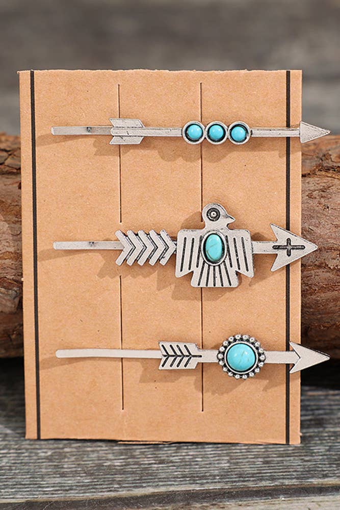 Turquoise Western Hair Clip MOQ 5pcs